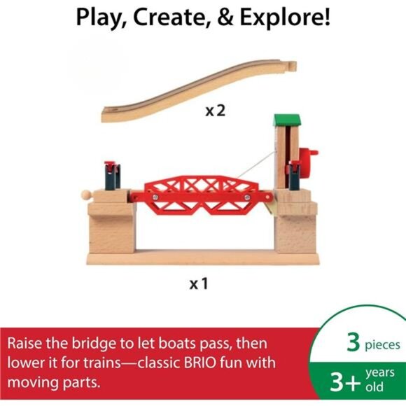 World Lifting Bridge - Moveable Wooden Train Accessory - FSC-Certified - Picture 3 of 7